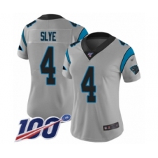 Women's Carolina Panthers #4 Joey Slye Silver Inverted Legend Limited 100th Season Football Jersey