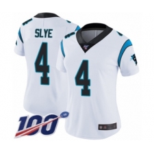 Women's Carolina Panthers #4 Joey Slye White Vapor Untouchable Limited Player 100th Season Football Jersey