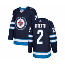 Men's Winnipeg Jets #2 Anthony Bitetto Authentic Navy Blue Home Hockey Jersey