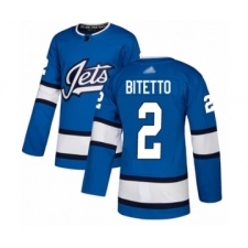Men's Winnipeg Jets #2 Anthony Bitetto Premier Blue Alternate Hockey Jersey