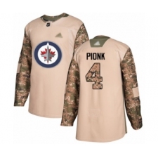 Men's Winnipeg Jets #4 Neal Pionk Authentic Camo Veterans Day Practice Hockey Jersey