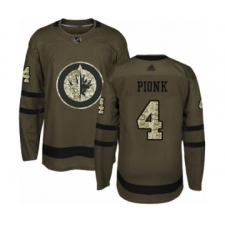 Men's Winnipeg Jets #4 Neal Pionk Authentic Green Salute to Service Hockey Jersey