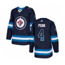 Men's Winnipeg Jets #4 Neal Pionk Authentic Navy Blue Drift Fashion Hockey Jersey