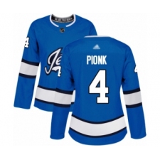 Women's Winnipeg Jets #4 Neal Pionk Authentic Blue Alternate Hockey Jersey
