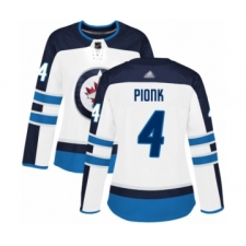 Women's Winnipeg Jets #4 Neal Pionk Authentic White Away Hockey Jersey