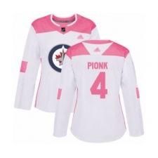 Women's Winnipeg Jets #4 Neal Pionk Authentic White Pink Fashion Hockey Jersey