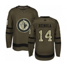 Youth Winnipeg Jets #14 Ville Heinola Authentic Green Salute to Service Hockey Jersey