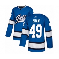 Men's Winnipeg Jets #49 Logan Shaw Authentic Blue Alternate Hockey Jersey