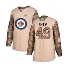 Men's Winnipeg Jets #49 Logan Shaw Authentic Camo Veterans Day Practice Hockey Jersey