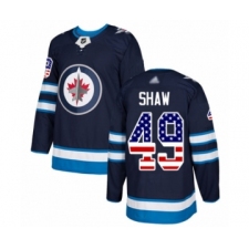 Men's Winnipeg Jets #49 Logan Shaw Authentic Navy Blue USA Flag Fashion Hockey Jersey