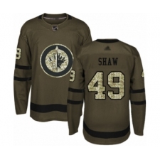 Youth Winnipeg Jets #49 Logan Shaw Authentic Green Salute to Service Hockey Jersey