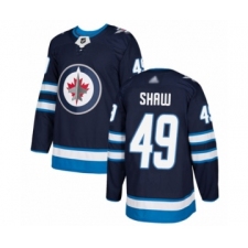 Youth Winnipeg Jets #49 Logan Shaw Authentic Navy Blue Home Hockey Jersey