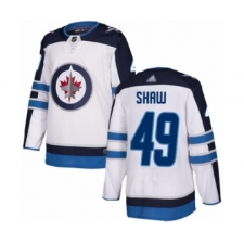 Youth Winnipeg Jets #49 Logan Shaw Authentic White Away Hockey Jersey