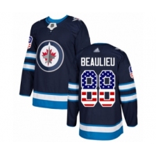 Men's Winnipeg Jets #88 Nathan Beaulieu Authentic Navy Blue USA Flag Fashion Hockey Jersey