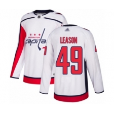 Men's Washington Capitals #49 Brett Leason Authentic White Away Hockey Jersey