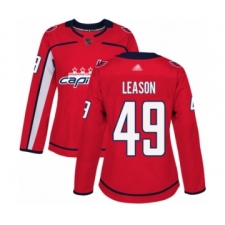 Women's Washington Capitals #49 Brett Leason Authentic Red Home Hockey Jersey