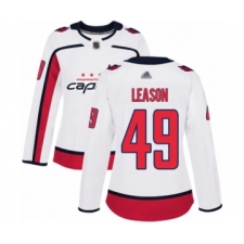 Women's Washington Capitals #49 Brett Leason Authentic White Away Hockey Jersey