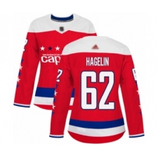Women's Washington Capitals #62 Carl Hagelin Authentic Red Alternate Hockey Jersey