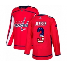 Youth Washington Capitals #3 Nick Jensen Authentic Red USA Flag Fashion Hockey Jersey