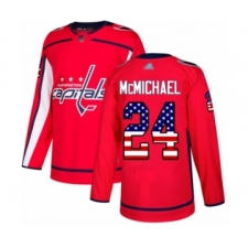 Youth Washington Capitals #24 Connor McMichael Authentic Red USA Flag Fashion Hockey Jersey