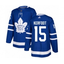 Men's Toronto Maple Leafs #15 Alexander Kerfoot Authentic Royal Blue Home Hockey Jersey