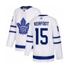 Youth Toronto Maple Leafs #15 Alexander Kerfoot Authentic White Away Hockey Jersey