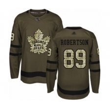 Men's Toronto Maple Leafs #89 Nicholas Robertson Authentic Green Salute to Service Hockey Jersey