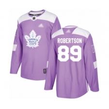 Men's Toronto Maple Leafs #89 Nicholas Robertson Authentic Purple Fights Cancer Practice Hockey Jersey
