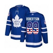 Men's Toronto Maple Leafs #89 Nicholas Robertson Authentic Royal Blue USA Flag Fashion Hockey Jersey