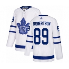 Men's Toronto Maple Leafs #89 Nicholas Robertson Authentic White Away Hockey Jersey
