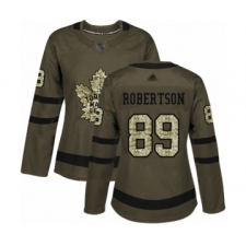 Women's Toronto Maple Leafs #89 Nicholas Robertson Authentic Green Salute to Service Hockey Jersey