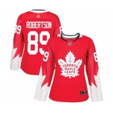 Women's Toronto Maple Leafs #89 Nicholas Robertson Authentic Red Alternate Hockey Jersey
