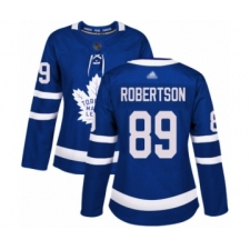 Women's Toronto Maple Leafs #89 Nicholas Robertson Authentic Royal Blue Home Hockey Jersey