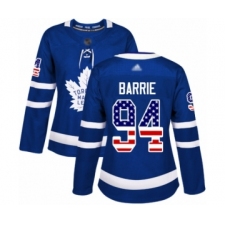 Women's Toronto Maple Leafs #94 Tyson Barrie Authentic Royal Blue USA Flag Fashion Hockey Jersey