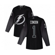 Men's Tampa Bay Lightning #1 Mike Condon Authentic Black Alternate Hockey Jersey