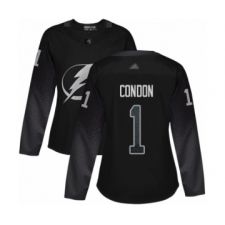 Women's Tampa Bay Lightning #1 Mike Condon Authentic Black Alternate Hockey Jersey