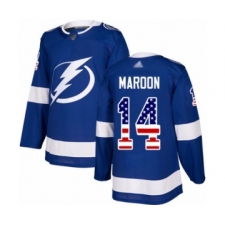 Men's Tampa Bay Lightning #14 Patrick Maroon Authentic Blue USA Flag Fashion Hockey Jersey