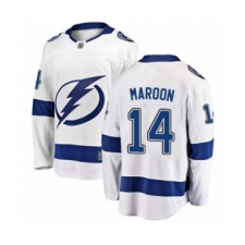Men's Tampa Bay Lightning #14 Patrick Maroon Fanatics Branded White Away Breakaway Hockey Jersey