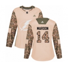 Women's Tampa Bay Lightning #14 Patrick Maroon Authentic Camo Veterans Day Practice Hockey Jersey
