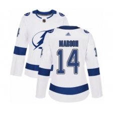 Women's Tampa Bay Lightning #14 Patrick Maroon Authentic White Away Hockey Jersey