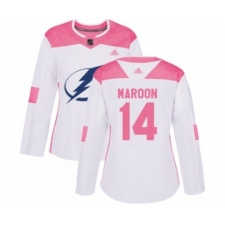 Women's Tampa Bay Lightning #14 Patrick Maroon Authentic White Pink Fashion Hockey Jersey