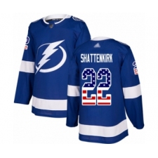 Men's Tampa Bay Lightning #22 Kevin Shattenkirk Authentic Blue USA Flag Fashion Hockey Jersey