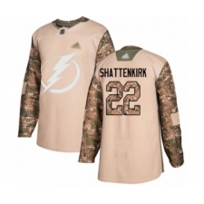 Men's Tampa Bay Lightning #22 Kevin Shattenkirk Authentic Camo Veterans Day Practice Hockey Jersey