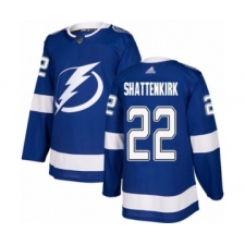 Men's Tampa Bay Lightning #22 Kevin Shattenkirk Authentic Royal Blue Home Hockey Jersey