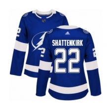 Women's Tampa Bay Lightning #22 Kevin Shattenkirk Authentic Royal Blue Home Hockey Jersey
