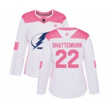 Women's Tampa Bay Lightning #22 Kevin Shattenkirk Authentic White Pink Fashion Hockey Jersey