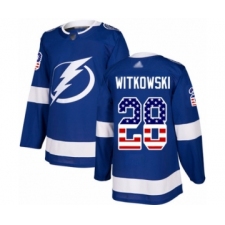 Men's Tampa Bay Lightning #28 Luke Witkowski Authentic Blue USA Flag Fashion Hockey Jersey