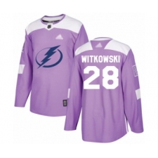 Men's Tampa Bay Lightning #28 Luke Witkowski Authentic Purple Fights Cancer Practice Hockey Jersey