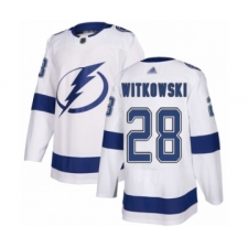 Men's Tampa Bay Lightning #28 Luke Witkowski Authentic White Away Hockey Jersey