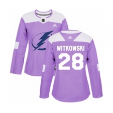 Women's Tampa Bay Lightning #28 Luke Witkowski Authentic Purple Fights Cancer Practice Hockey Jersey
